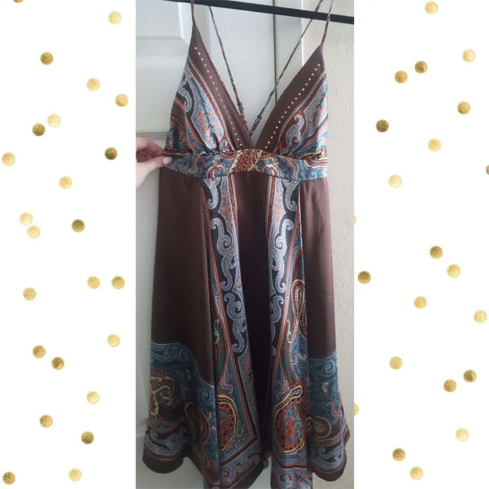 Single Dress 100% silk, spaghetti strap, hanky hem